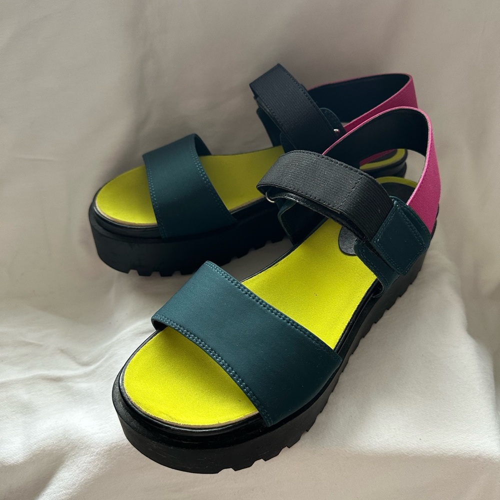 Urban Outfitters Multi-Neon Color Chunky Platform Sandals; Size 38 (US 7)